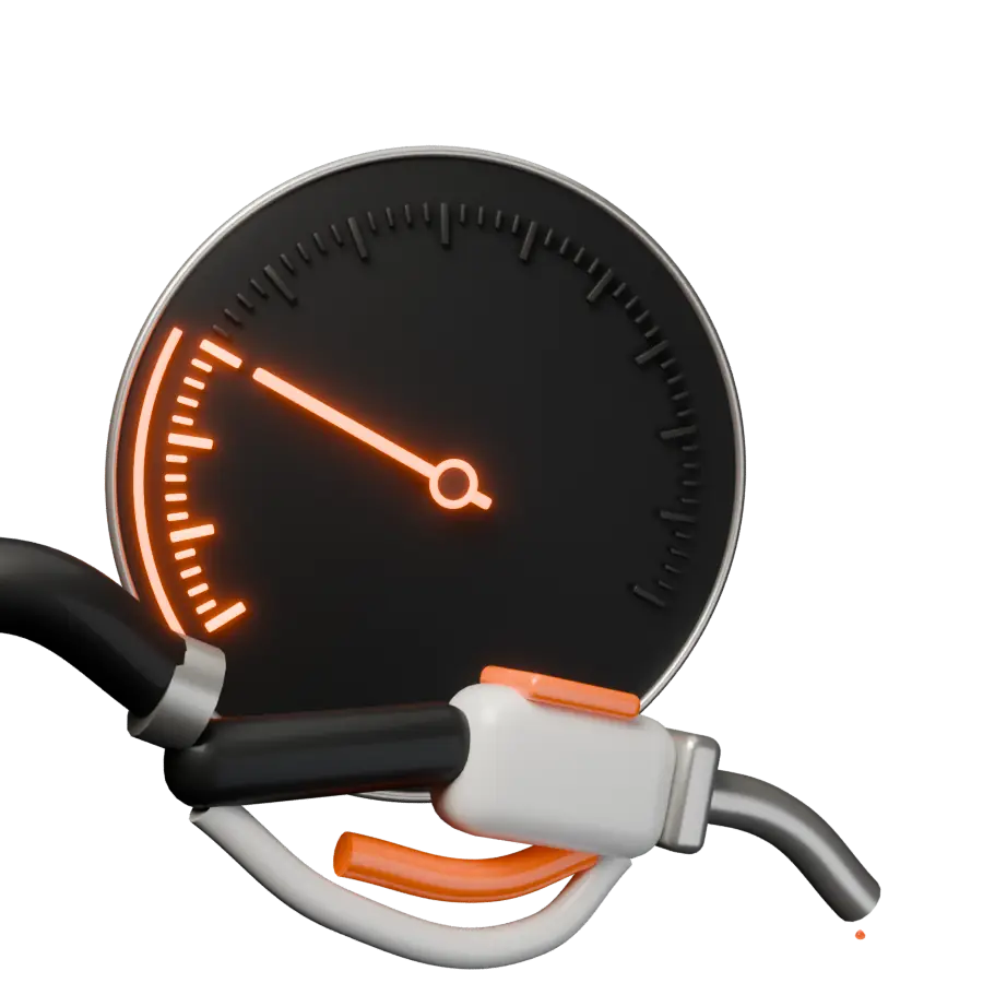 A diesel pump nozzle in front of a fuel-cost gauge whose needle climbs from $3.50 to $6.30 a gallon